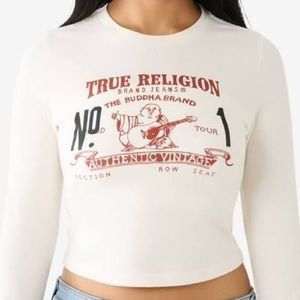 True Religion White Long Sleeve Logo Baby Tee